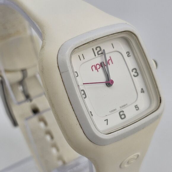 Rip Curl Women's Watch 34MM White Dial White Plastic Band Straps New Battery - Picture 4 of 16